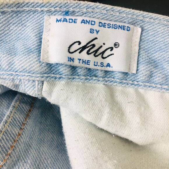 Vtg 70s/80s CHIC High-Waisted Jeans Sz 8 Tapered Legs Light Wash Cotton 26 x 29 - Picture 4 of 11